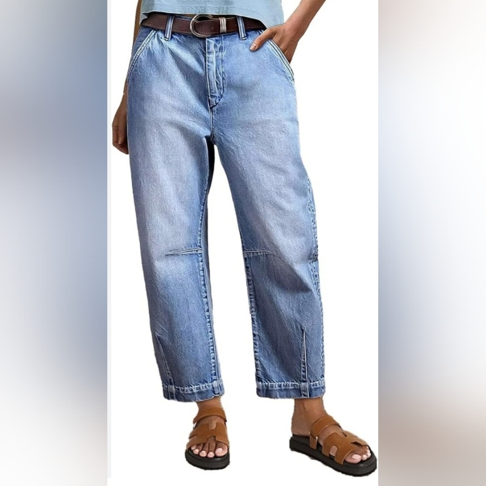 Flaminglas Barrel Leg Cropped  Women's Jeans ( Exact Color 2nd & 3rd pics)